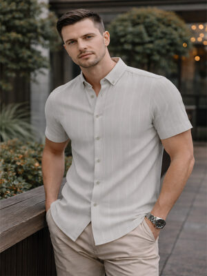 Gömlek Çizgili Krem